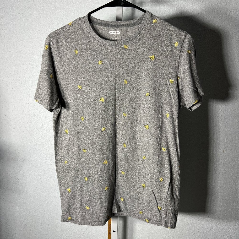 Old Navy Soft Washed Heather Grey w Bananas Tee T-Shirt SZ Small